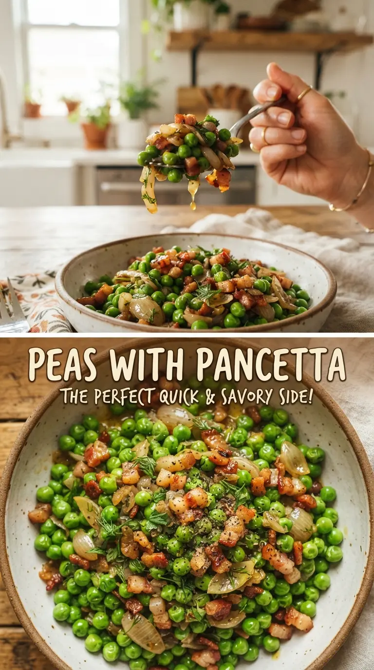 Peas with Pancetta bright green crispy pancetta mint