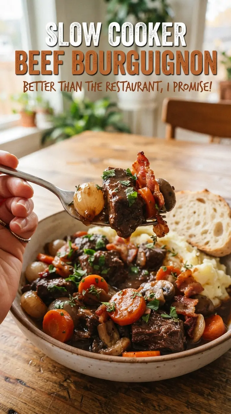 Slow Cooker Beef Bourguignon rich savory braise
