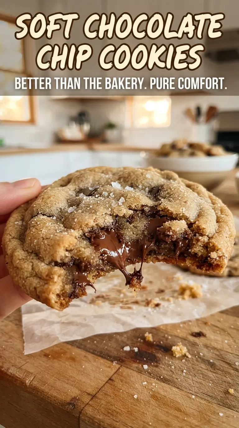 Soft Chocolate Chip Cookies soft fluffy center melted chocolate