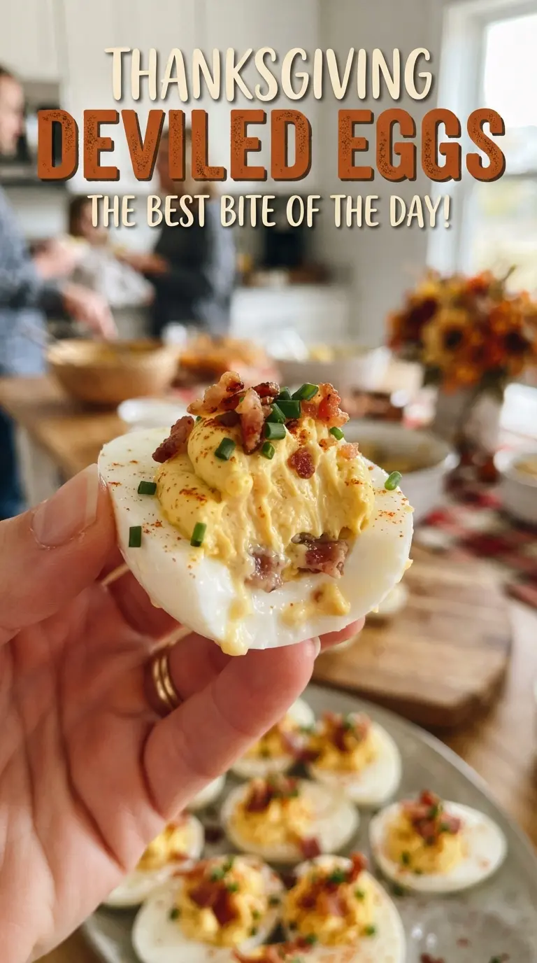 Thanksgiving deviled eggs cranberry bacon crispy sage