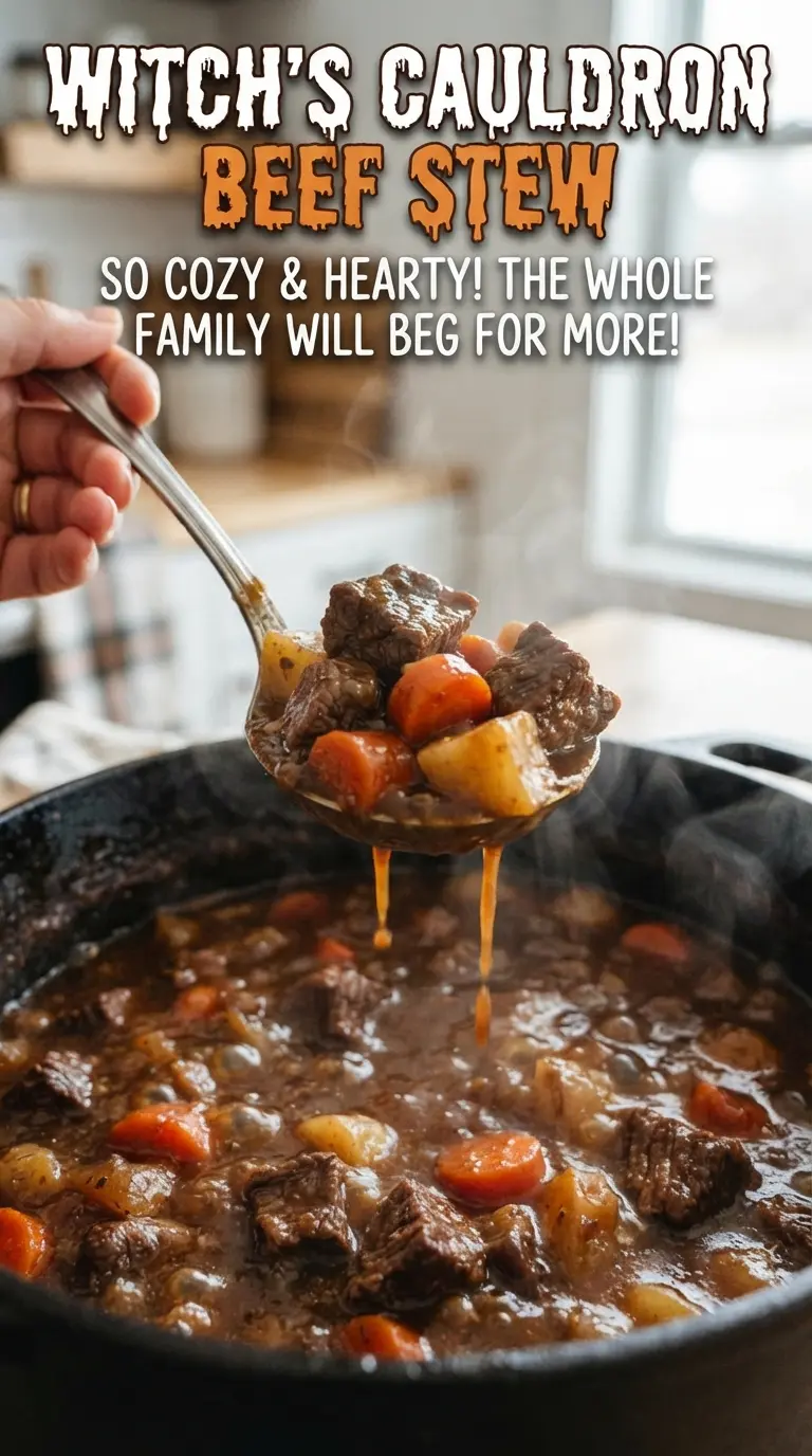 Witch's Cauldron Beef Stew dark bubbling savory
